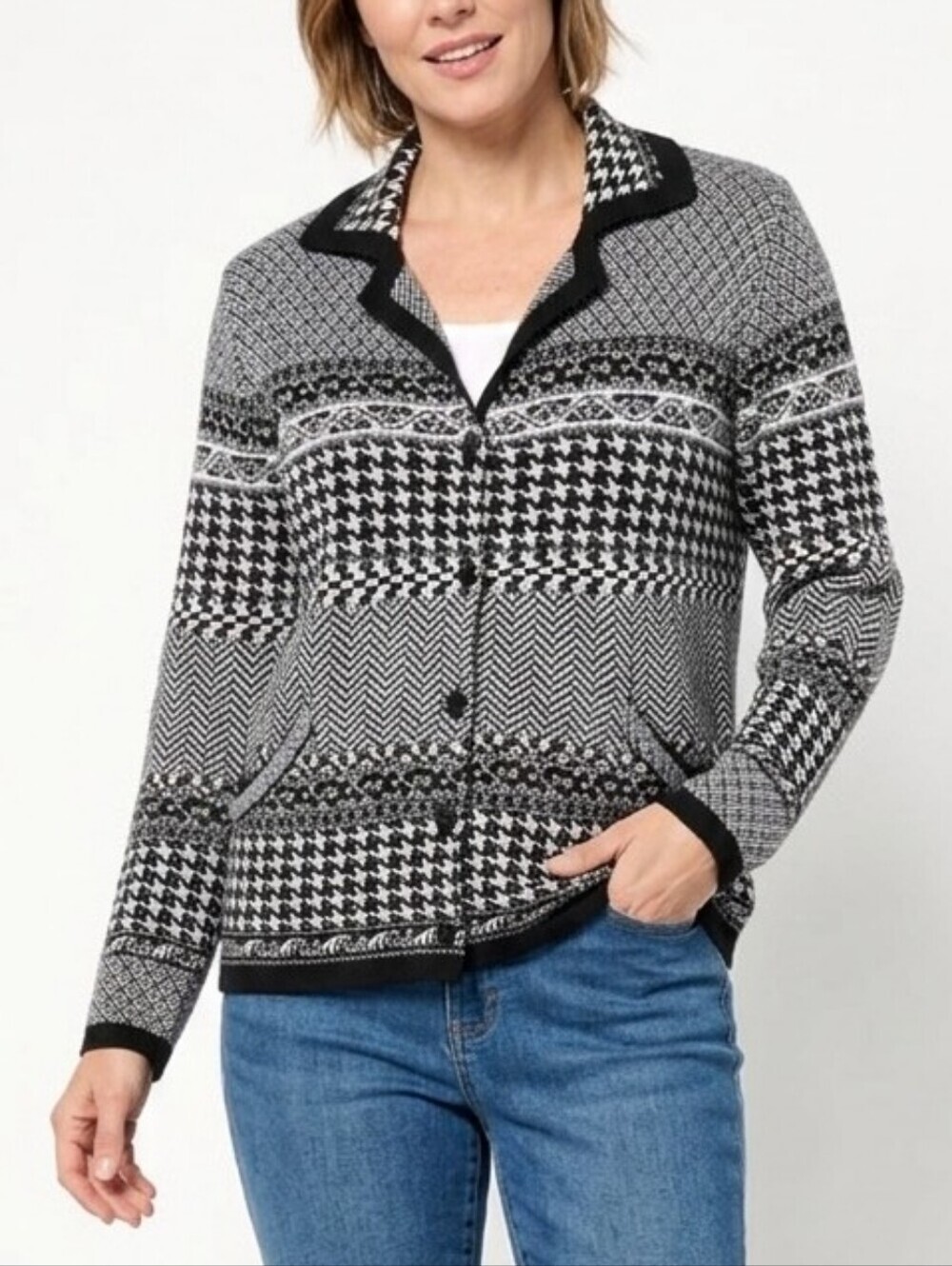 Vintage Allison Daley Petite Cotton Blend Button Fromt Cardigan
